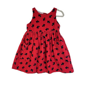 Vintage Kelly's Kids Corduroy Dress Girl's 2 Scottie Dogs Red Christmas USA
